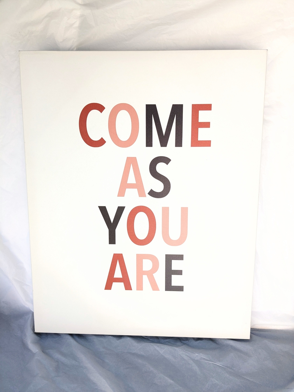 Come As You Are Typographic Wall Art Canvas - Coral & Charcoal